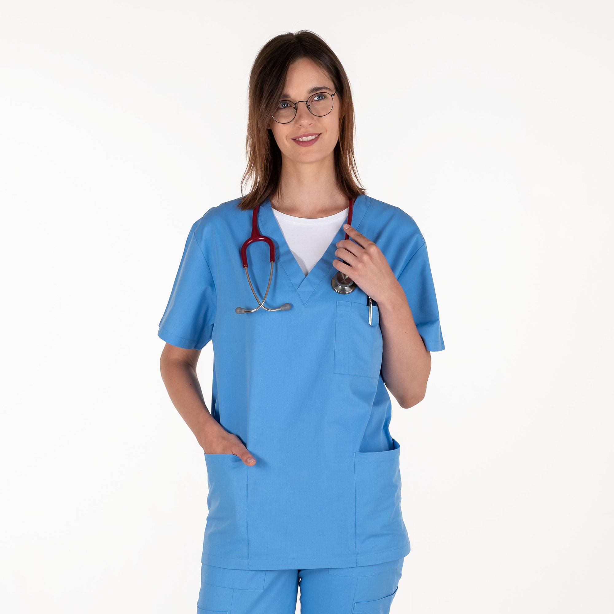 UNIBLANCH Aliquis Unisex Medical Scrub Top – Classic V-Neck 3 Pocket Nursing Uniform Shirt - Image 2