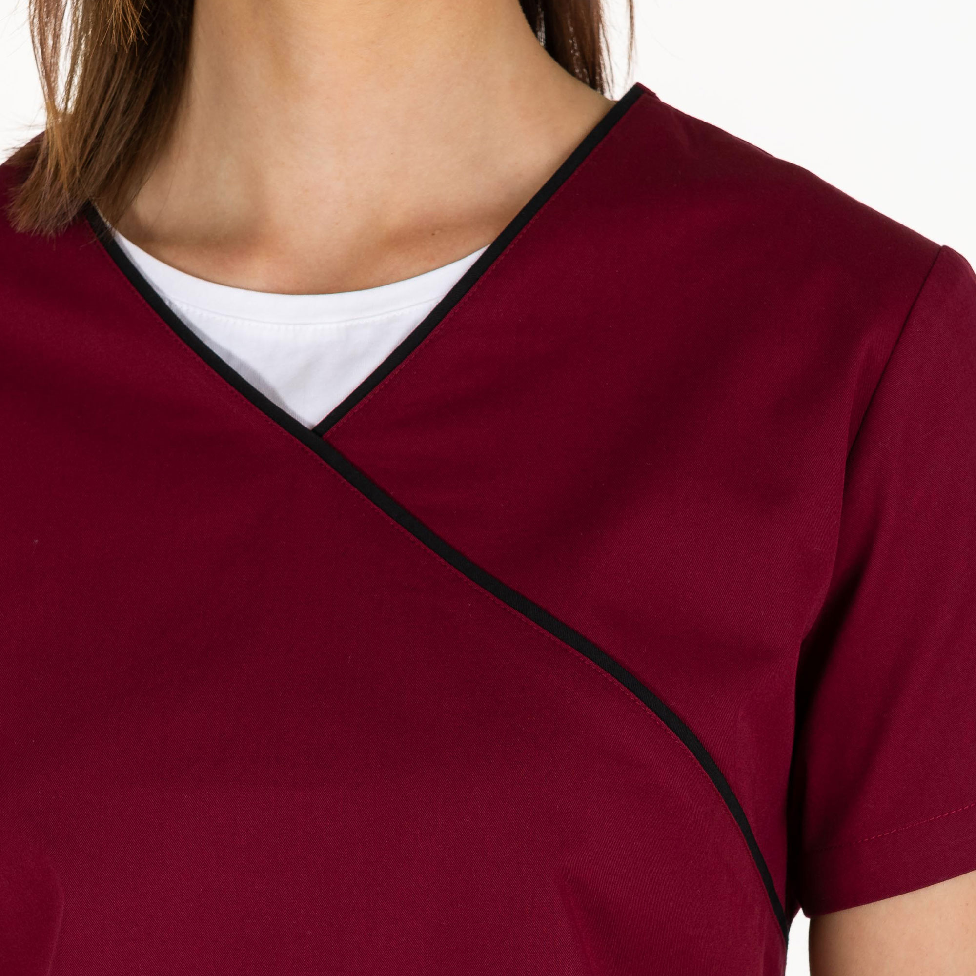 UNIBLANCH Ortus Women’s Scrub Tunic | 3-Pocket Mock Wrap Top with Y-Neckline | Long Line Nursing Tunic | 52% Cotton 45% Poly 3% Spandex - Image 6