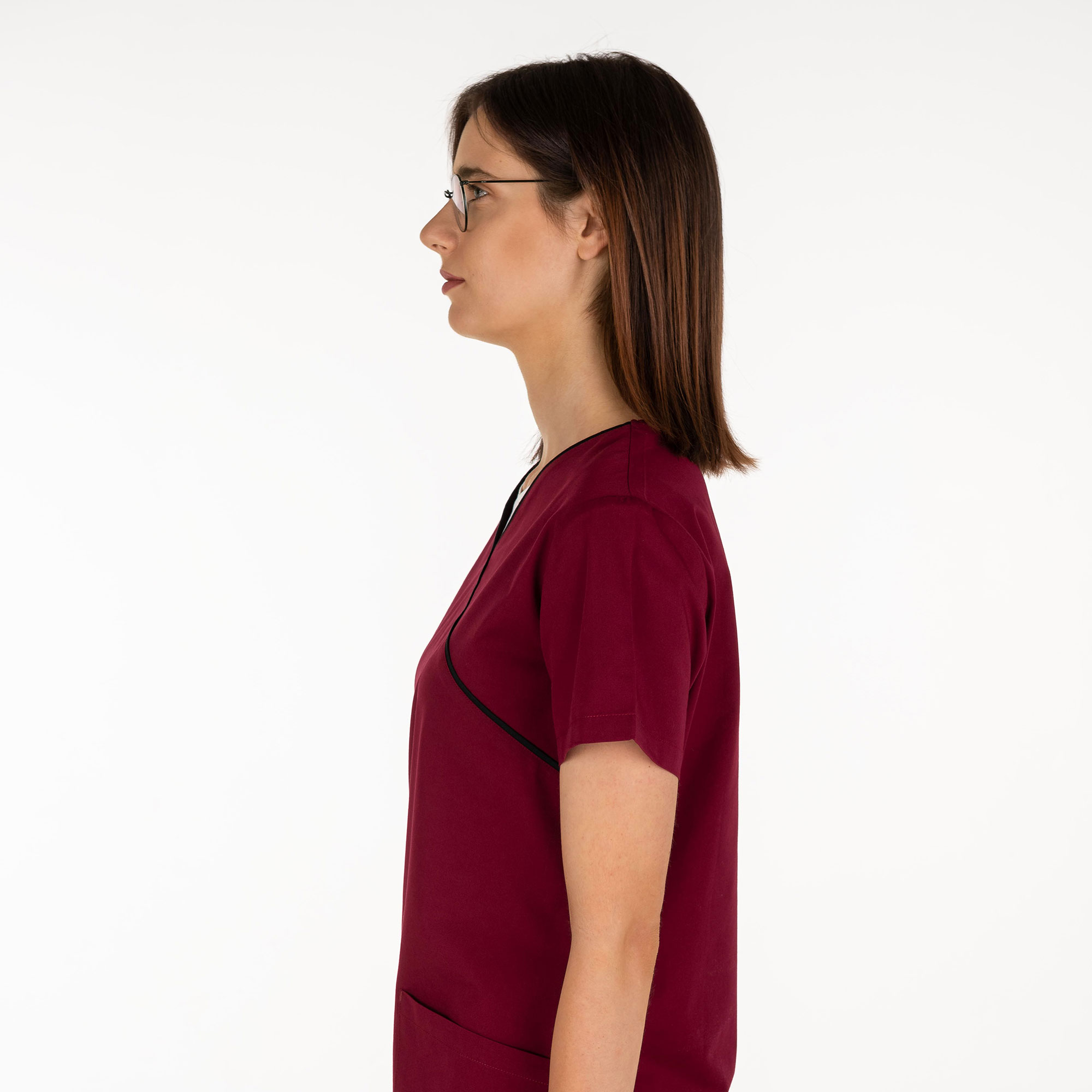 UNIBLANCH Ortus Women’s Scrub Tunic | 3-Pocket Mock Wrap Top with Y-Neckline | Long Line Nursing Tunic | 52% Cotton 45% Poly 3% Spandex - Image 4
