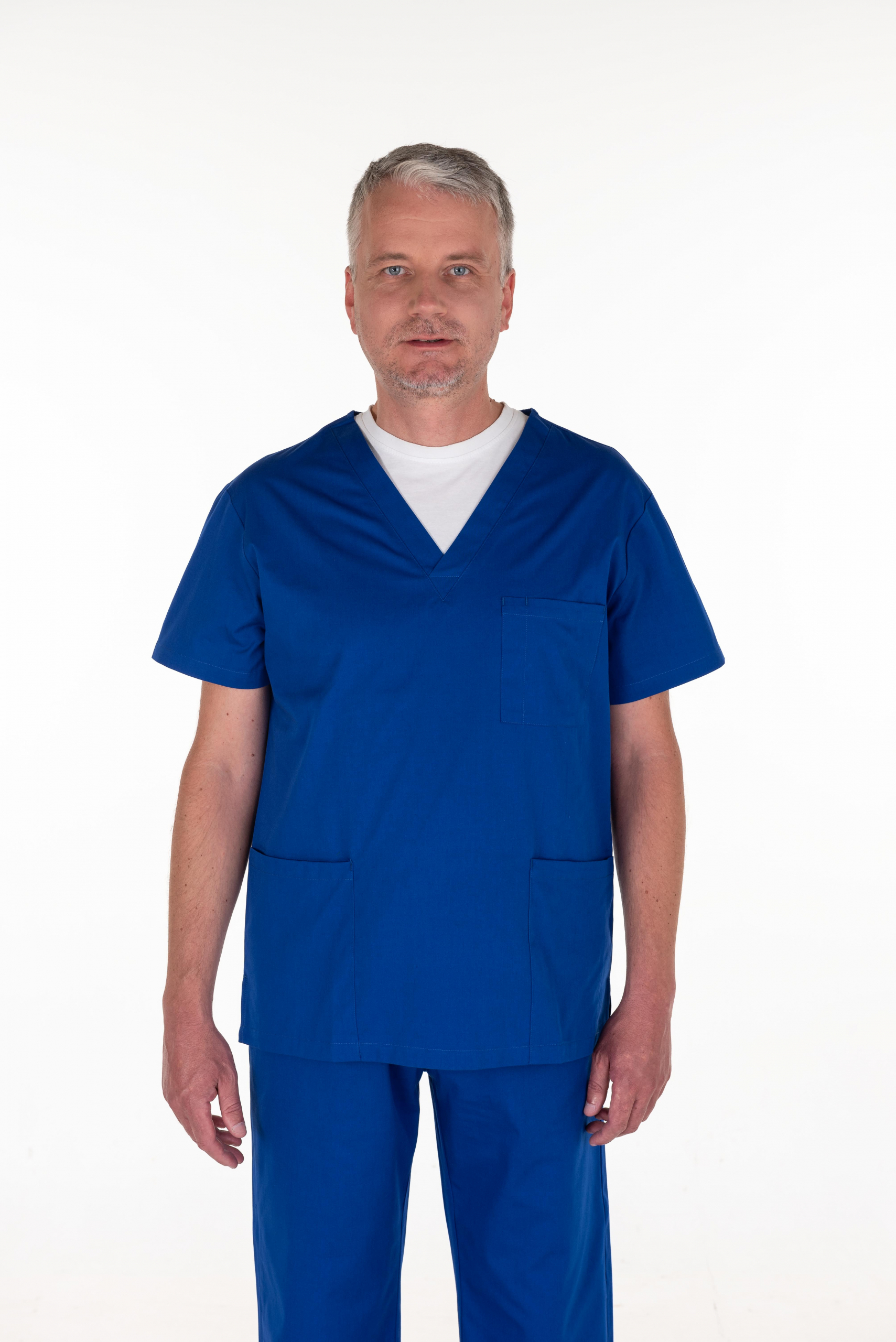Stay Organized & Comfortable All Shift | UNIBLANCH Men’s V-Neck Scrub Top with Chest & Side Pockets | Ideal for Hospital, Clinic & Lab Professionals